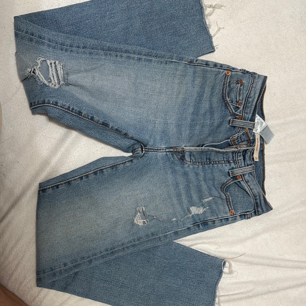 Levi's Blue Straight Leg Jeans with Vintage Distressing